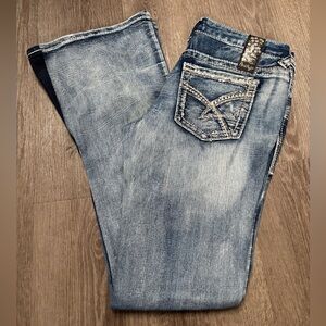 Amethyst Custom Flare Bootcut Jeans Size 7 Light Dark Contrast Wash Stretch
